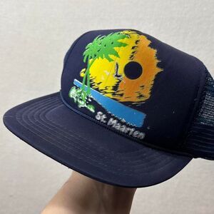 Vintage St Maarten Beach Travel Tourist Trucker Hat Cap